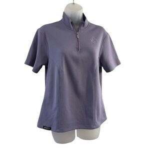 Arista Polo Shirt Womens Large Purple Performa 1/4 Zip Neck Equestrian Riding